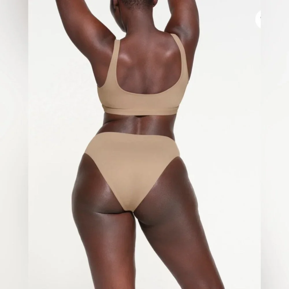 SKIMS NEW Recycled Swim Tank Bikini Top & Mid Waist Bottom In Desert Size L/XL